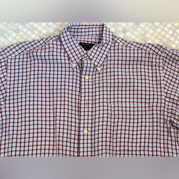 Harold Powell Blue Long Sleeve Button Down with Red Check Pattern - Picture 3 of 10